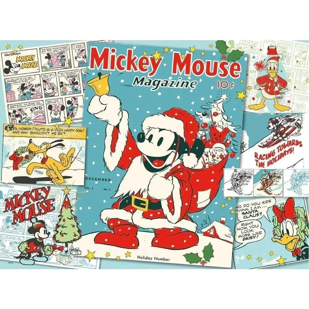 Disney Silver Select Edition D100 Santa Mickey 1000 Pc Puzzle - EUC